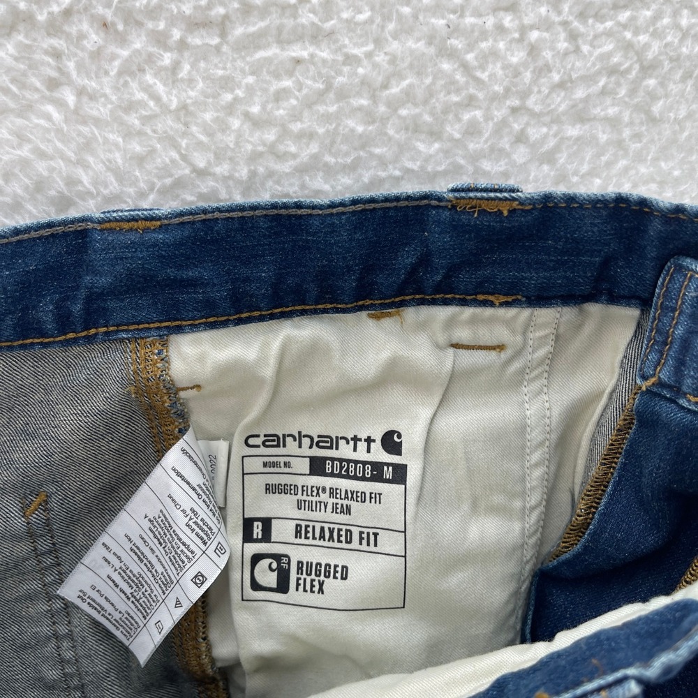 Carhartt Jeans Mens 34x30 Blue Rugged Flex Relaxed Fit Utility Carpenter BD2808 - Picture 6 of 11